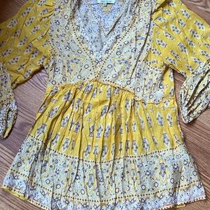 Rose & Olive Yellow Patterned Blouse